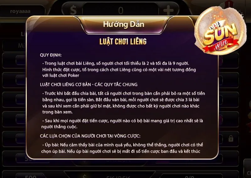 Luật chơi Liêng Sunwin cho tân thủ