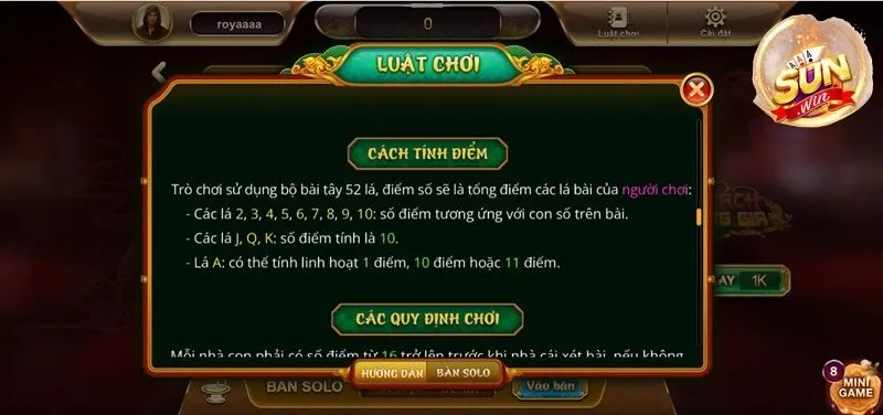 Tính điểm chuẩn xác trong xì dách Hoàng Gia